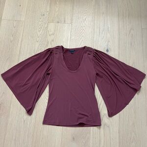 Elegant Burgundy Women's Top wide sleeve